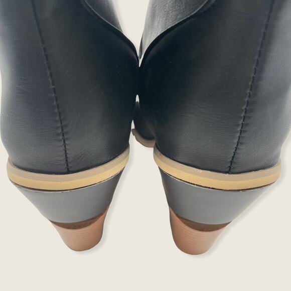 Black Blue Snakeskin Print Western Cowgirl Point Stacked Block Heel Mid Boot 38 - Picture 10 of 14